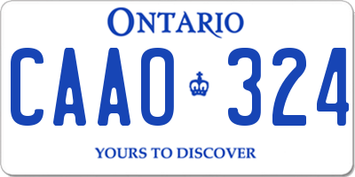 ON license plate CAAO324