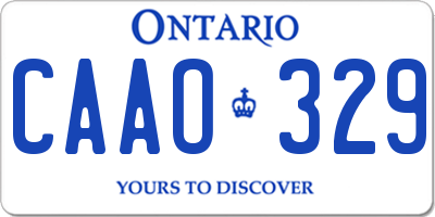 ON license plate CAAO329