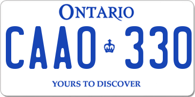 ON license plate CAAO330