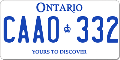 ON license plate CAAO332