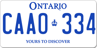 ON license plate CAAO334