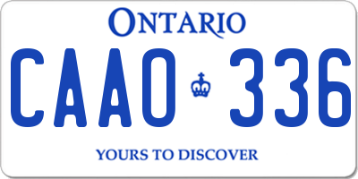 ON license plate CAAO336