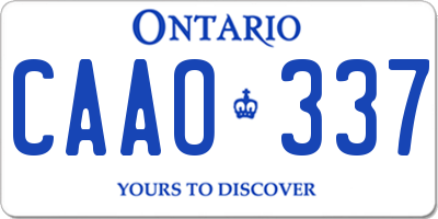 ON license plate CAAO337