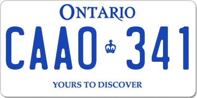 ON license plate CAAO341