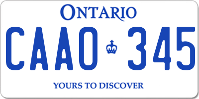 ON license plate CAAO345