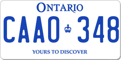 ON license plate CAAO348