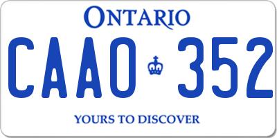 ON license plate CAAO352