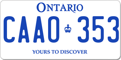 ON license plate CAAO353