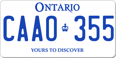 ON license plate CAAO355