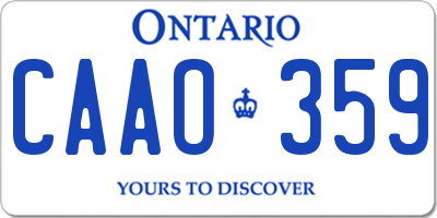 ON license plate CAAO359