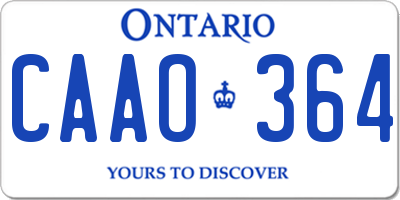 ON license plate CAAO364