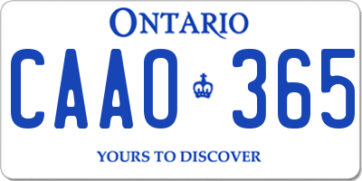 ON license plate CAAO365