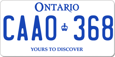 ON license plate CAAO368