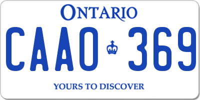 ON license plate CAAO369