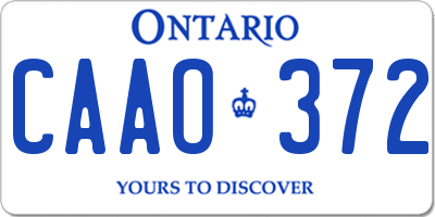 ON license plate CAAO372