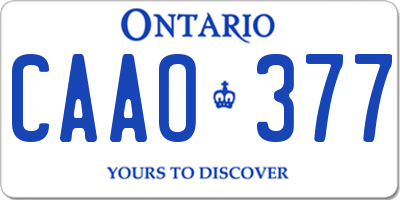 ON license plate CAAO377