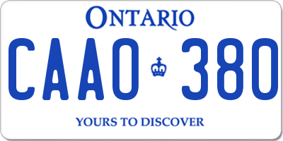 ON license plate CAAO380