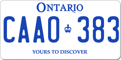 ON license plate CAAO383