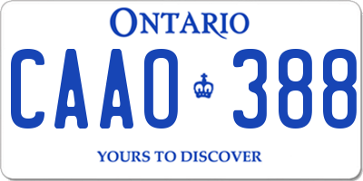 ON license plate CAAO388