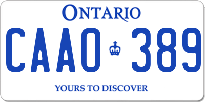 ON license plate CAAO389