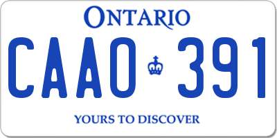 ON license plate CAAO391