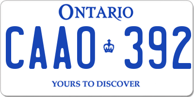 ON license plate CAAO392