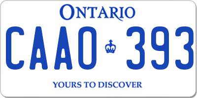 ON license plate CAAO393