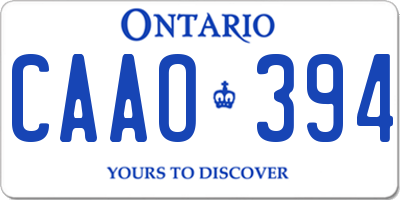 ON license plate CAAO394