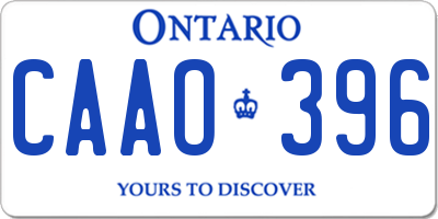 ON license plate CAAO396