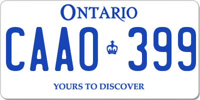 ON license plate CAAO399