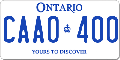 ON license plate CAAO400