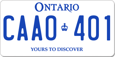 ON license plate CAAO401