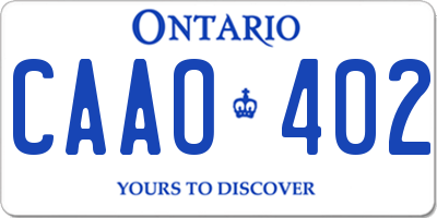 ON license plate CAAO402