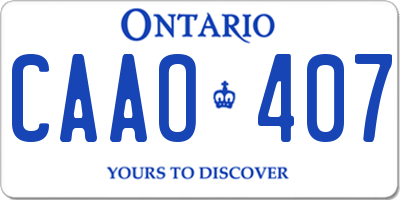 ON license plate CAAO407