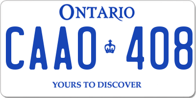 ON license plate CAAO408