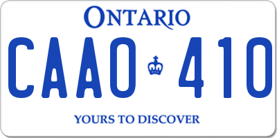 ON license plate CAAO410