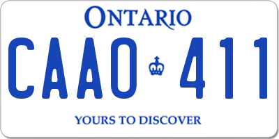 ON license plate CAAO411