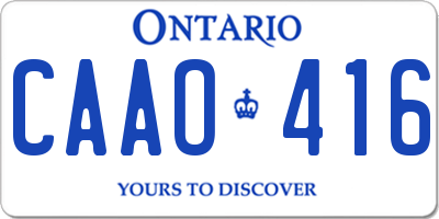 ON license plate CAAO416