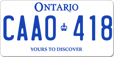 ON license plate CAAO418