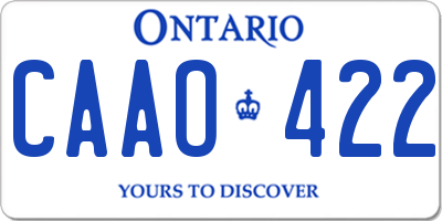 ON license plate CAAO422