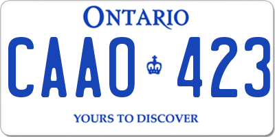 ON license plate CAAO423