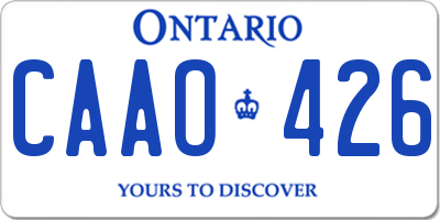 ON license plate CAAO426