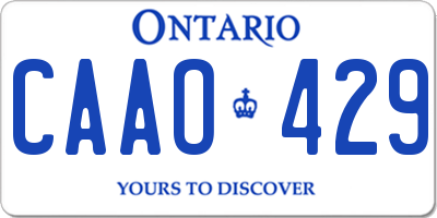 ON license plate CAAO429