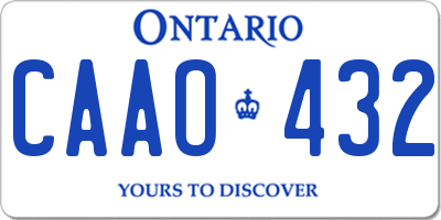 ON license plate CAAO432