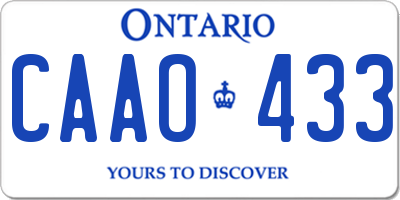 ON license plate CAAO433