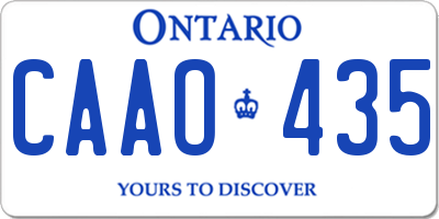 ON license plate CAAO435