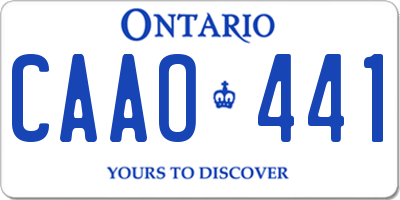 ON license plate CAAO441