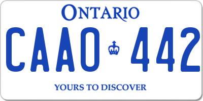 ON license plate CAAO442