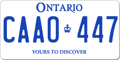 ON license plate CAAO447