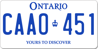 ON license plate CAAO451